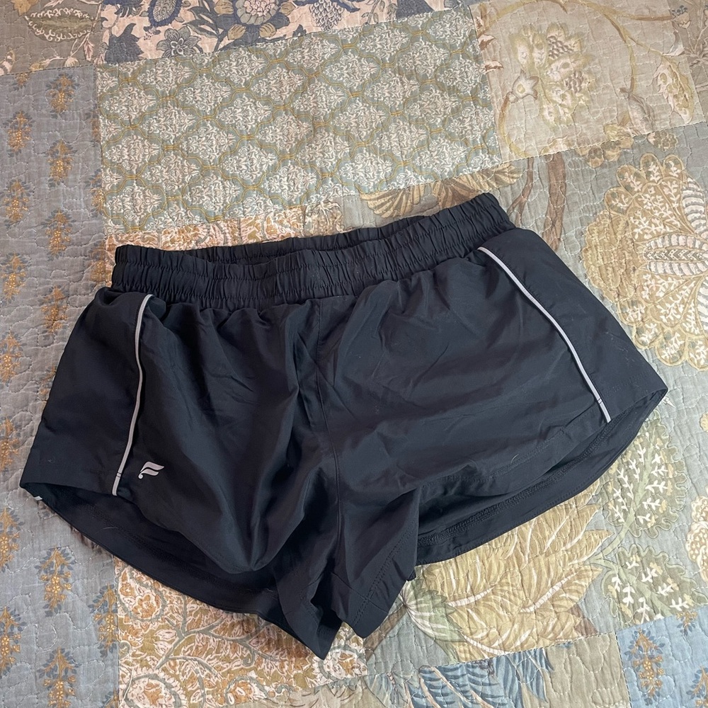 Fabletics Black Athletic Shorts with Gray Accents